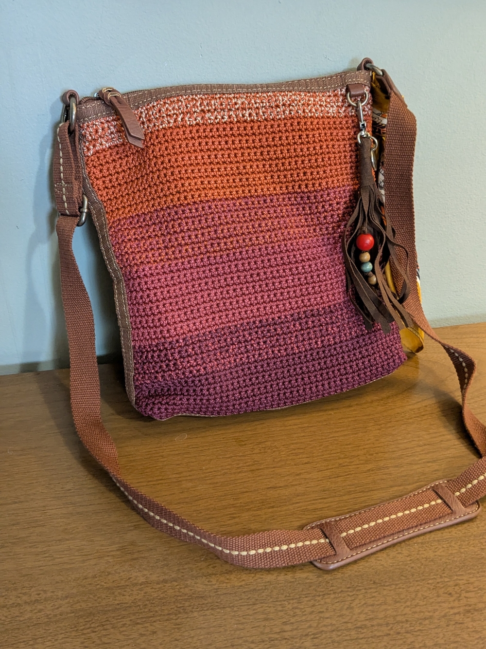 The Sak Woven Ombre Crossbody Bag - Pink & Orange